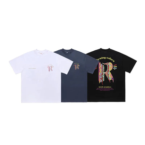 Venta al por mayor personalizada de los hombres de gran tamaño de manga corta Camiseta 100% algodón estampado patrón suelto y peso pesado para el verano - Product Image 1