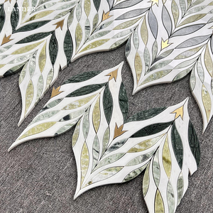 Lander đá thiết kế mới bằng tia nước đá cẩm thạch khảm tường gạch cho phòng tắm phòng khách đá thiên nhiên bằng tia nước đá cẩm thạch khảm gạch - Product Image 5