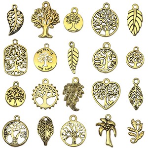 Pendentif Arbre de Vie en alliage d'or antique, formes variées, pour la fabrication de colliers, accessoires de bijoux DIY, placage en alliage de zinc - Product Image 5