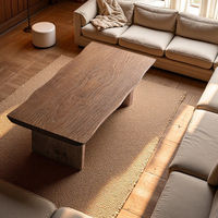 Table basse rectangulaire moderne et simple en pin massif avec structure en bois, forme tatami, mobilier haut de gamme pour salon