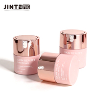 Emballages cosmétiques de luxe en plastique rose mat avec pompe sans air pour sérum et crème, contenants de 15 ml, 30 ml et 50 ml