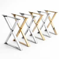 Fabrication sur mesure de tôles en acier inoxydable poli miroir TZR OEM, pieds de table en forme de X, base de meubles en métal