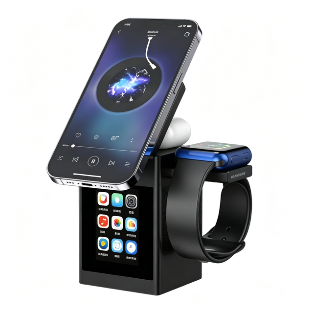 Touch Control BT Speaker 3 in 1 Multifunctional  Desktop Wireless Charger With Alarm Clock Time Display