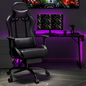 Gaming Chair Pu Leather Reclining Height Adjustable Swivel Office Chair For Dorm Bedroom Study - Product Image 2