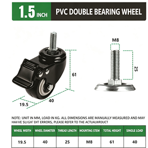 Stainless Steel Iron Nylon Swivel Caster Wheel 125mm Polyurethane Brake Locking Mechanism Industrial Use 250kg Capacity - Product Image 3