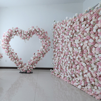 Décor mural floral 3D en tissu, simulation de fond de scène, guirlande de boules de fleurs pour fêtes et décorations photographiques