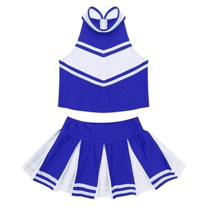 Ensemble haut sans manches à fermeture éclair et jupe plissée pour enfants, <span class=keywords><strong>costume</strong></span> de scène scolaire, performance, cosplay, fête, pom-pom girl pour filles - Product Image 3