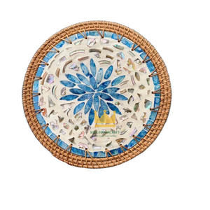 Tapis en mosaïque de nacre écologique de diamètre rond personnalisé fait à la main, vente en gros directe d'usine, logo personnalisé, Vietnam - Product Image 3