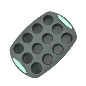 Hot Selling E-commerce Products Custom Mini 12 Holes Round Shape Silicone Cupcake Mold Mould For Making Bread Home Kitchen