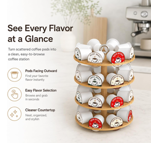 Support de rangement rotatif à 4 niveaux en bambou pour dosettes de <span class=keywords><strong>café</strong></span> <span class=keywords><strong>Nespresso</strong></span> K Cup, pour comptoir de cuisine, bar à <span class=keywords><strong>café</strong></span> - Product Image 2