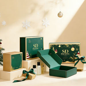 Boîtes cadeaux en carton pliables pour cosmétiques de Noël imprimées sur mesure - Product Image 2