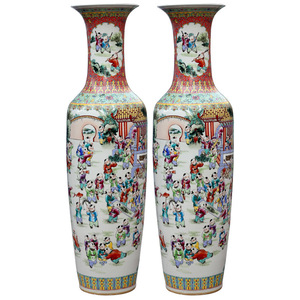 Jingdezhen Cerámica Dibujado a mano Paisaje Figura Piso Florero grande Muebles <span class=keywords><strong>para</strong></span> el hogar Vestíbulo del hotel Patio Florero Ornamento - Product Image 1