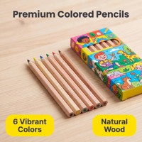 Crayons de couleur hexagonaux courts en bois naturel, 6 couleurs, mini crayons de dessin pour enfants, ensemble avec boîte de couleur, impression personnalisée