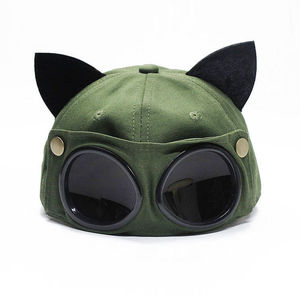 Retro Fliegerbrille Schirmmütze Sonnenbrille Piloten-Baseballkappe mit Katzenohren Hip-Hop-Mütze - Product Image 5