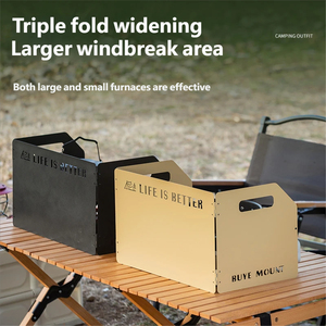 Fournisseur d'usine, plaque de cuisson portable, pare-vent, 3 pièces, 4 pièces, pare-brise pliable en fer, réchaud de camping en plein air - Product Image 3