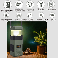Lampe de poche solaire et à manivelle 14W, 10000 mAh, lanterne de camping avec SOS et radio FM domestique NOAA DAB Plus pour la survie
