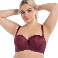 Soutien-Gorge à Armatures Femme Grande Taille LR Style, Rembourrage Léger, Bonnet 3/4, Respirant, Dentelle Transparente Brodée, Fermeture Dos