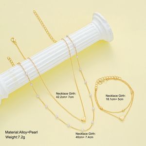 Collar de perlas de doble capa chapado en oro de moda 2025 al por mayor, Gargantilla con colgante de corazón para mujer, regalo de joyería - Product Image 5