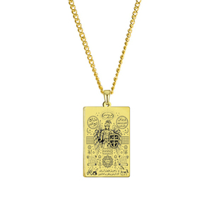 Collier pendentif rectangulaire en acier inoxydable avec amulette Angel <span class=keywords><strong>Gabriel</strong></span> 71 Idées pour le livre de prières Taweez, le Livre de Bulhan, Kitab Al-Bulhan - Product Image 3