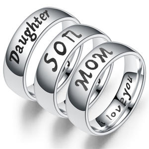 High Polished Silver Plated Stainless Steel I Love You Daughter Son <strong>Mum</strong> Dad <strong>Rings</strong> for Family Couple - Product Image 2