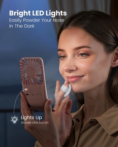 Wholesale Digital Display Power Bank 2500mAh USB Rechargeable Portable Wearable <b>Fan</b> Makeup Mirror Foldable <b>Handheld</b> Mini <b>Fan</b> - Product Image 3