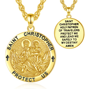 Pendentif Saint Christophe en Cuivre Changda, Collier Amulette Catholique, Médaille de Protection, Bijou Religieux Significatif - Product Image 1