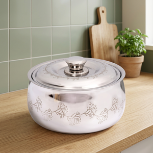 Stainless Steel Casserole <b>Pot</b> With <b>Lid</b> Round Minimalist Design Durable Metal Cookware For Gas And Induction Stoves - Product Image 6