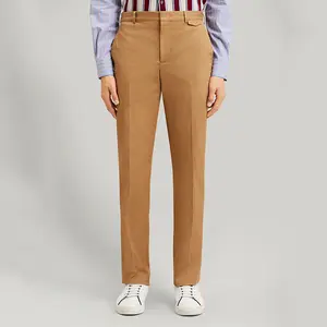 Pantalones ajustados de oficina para hombre, ropa personalizada de color caqui, 98 poliéster, 2 licra, chino, venta al por mayor