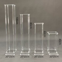 Décoration de mariage : Pilier carré en acrylique cristal 20*20/25*25 cm, centre de table pour desserts et guide d'allée