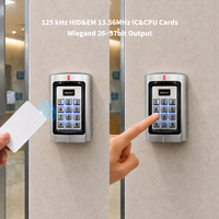 Lecteur de contrôle d'accès avec clavier rétroéclairé en métal étanche IP65, Wiegand 26-37 bits, carte de proximité EM HID 125 kHz
