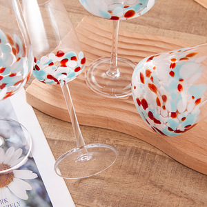 Fabricant de sets de verres à vin de <span class=keywords><strong>Bordeaux</strong></span> en verre de luxe grande capacité, verres à vin rouge en cristal avec motif de points colorés - Product Image 2