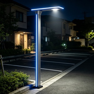 โคมไฟถนนตกแต่งกลางแจ้งกันน้ำ 30W 50W 60W 100W แบบแขนเดี่ยว แขนคู่ ไฟ LED สำหรับสวน - Product Image 5