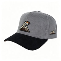 Casquette de baseball personnalisée en velours côtelé avec logo brodé, unisexe, réglable, pour sports de plein air, visière incurvée contrastante, modèle 5 panneaux classique