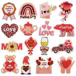 New Embroidered Iron on Happy Mother Day Mama Rose Patch for Clothing Hat Bag Decoration - Product Image 1