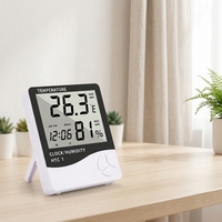 Monitor Suhu dan Kelembapan Digital Termometer Higrometer Jam Alarm/Kalender Alarm Memori Maksimum Minimum