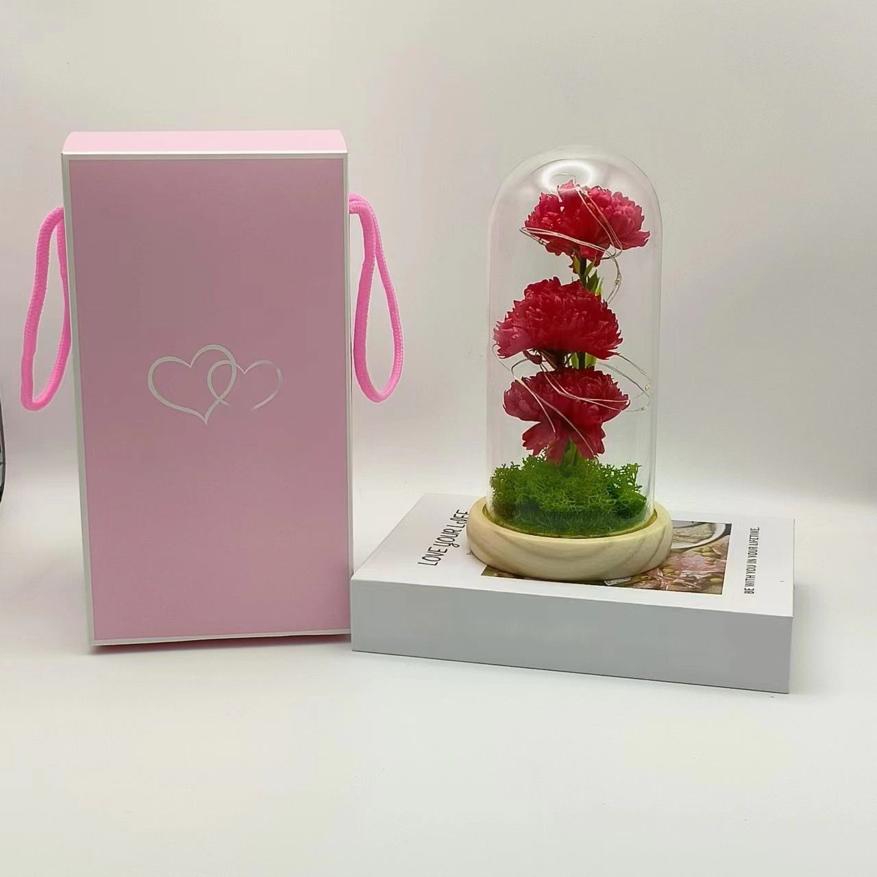 ดอกคาร์เนชั่นสีแดง+กล่องของขวัญ