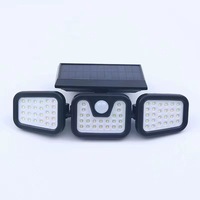 Lampes solaires de sécurité réglables à 3 têtes pour l'extérieur, 74 LED, détecteur de mouvement PIR, lampes murales solaires, projecteur solaire étanche