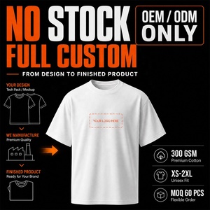 Fabricant OEM ODM de t-shirts personnalisés en coton lourd 300GSM |   T-shirt streetwear court et ample 100% coton |   Pack technologique de marque, faible MOQ 60 pièces - Product Image 1