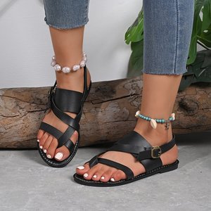 Summer New Women's Flats Korean Version Platform Beach Sandals <b>Large</b> Size Slip-On Closure Fashionable and Breathable - Product Image 2