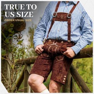 BAVARIA TRACHTEN Maßgefertigte Lederhosen für Herren Kurze Dunkelbraune Traditionelle Ledershorts mit Wollstoff Oktoberfest-Bekleidung - Product Image 6
