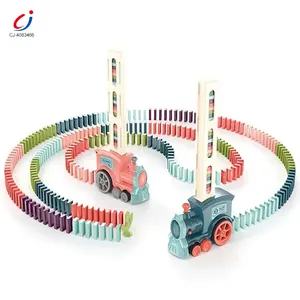 Chengji juegos niños inteligente automático dominó tren de juguete conjunto 2024 niños juguete para regalo dominó tren automático de juguete con sonido
