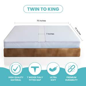 Ekli çarşaf yatak konnektörü ile 2-in-1 yatak köprüsü ikiz bölünmüş yatak kama boşluğu dolgu - Product Image 3