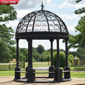 Gazebo Redondo de Hierro Forjado Blanco YOUFINE, Pabellón con Domo para Jardín o Patio de Estilo Europeo - Product Image 2