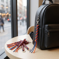 Llavero de paracord trenzado hecho a mano, cordón para bolso, cuerda 550, llavero de tejido de maíz, adorno para mochila, colgante para cartera, cierre de mosquetón