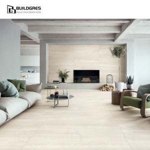 Buildgres Moderne Rustique 2cm <span class=keywords><strong>Travertin</strong></span> Porcelaine Intérieur Carrelage Mural 600X600 Carrelage Extérieur pour Terrasses Salons Hôtels - Product Image 1