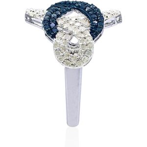 Jewelspaark <b>Diamond</b> <b>Ring</b> 1.19 Cttw White And Blue Round Brilliant Cut Engagement Band Size 7 Women's - Product Image 3