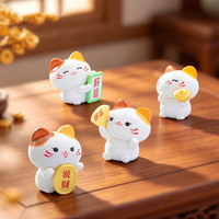 Figurine de chat porte-bonheur miniature en plastique, décoration de gâteau, décoration de paysages pour pot de plantes de bureau, collection de boîtes mystères, cadeau