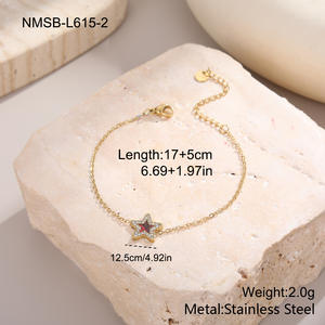 Nuevo Diseño Moderno Brazalete de Estrella con Diamantes Multicolores, Chapado en Oro de 18K, Acero Inoxidable con Circonita, para Mujeres y Niñas, Regalo - Product Image 4