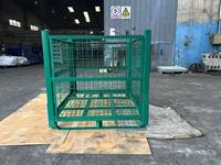 Cage de stockage en treillis métallique pliable en acier, empilable et personnalisable, compatible avec les chariots élévateurs, capacité de 1000 kg