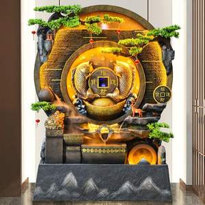 Fontaine d'eau de montagne en fibre de verre LED, mur d'eau Poissons, artisanat, résistant aux intempéries, ornement paysager pour la maison et le jardin - Product Image 1